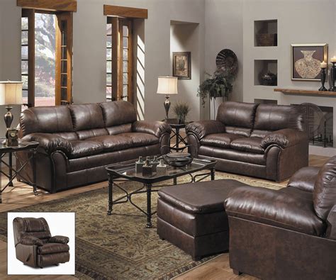 geneva classic brown bonded leather living room furniture couch set