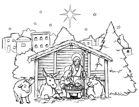 nativity scene drawing  paintingvalleycom explore collection