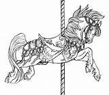 Horse Flying Coloring Pages Carousel Getdrawings sketch template