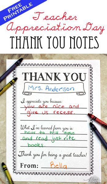 teacher appreciation day printable   notes teacher
