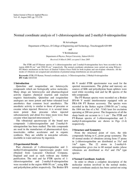 normal coordinate analysis   chloroisoquinoline   methyl  nitroquinoline