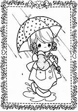 Coloring Precious Moments Pages Rain Girl Umbrella Rainy Con Paraguas Sheets Kids Adult Printable Nina Lluvia 為孩子的色頁 Choose Board September sketch template