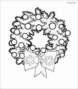 Coloring Christmas Pages Ornaments Decorations Printable Wreath Kids Holiday sketch template