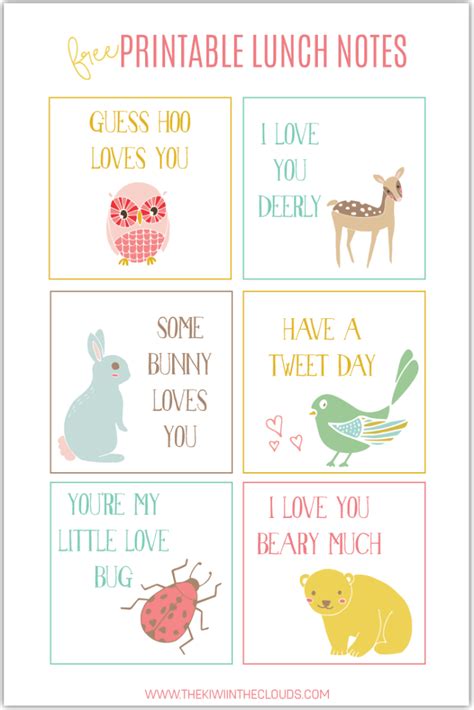 printable lunch notes  kids