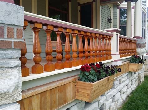 traditional wood porch spindles turned cedar balusters  porch railing