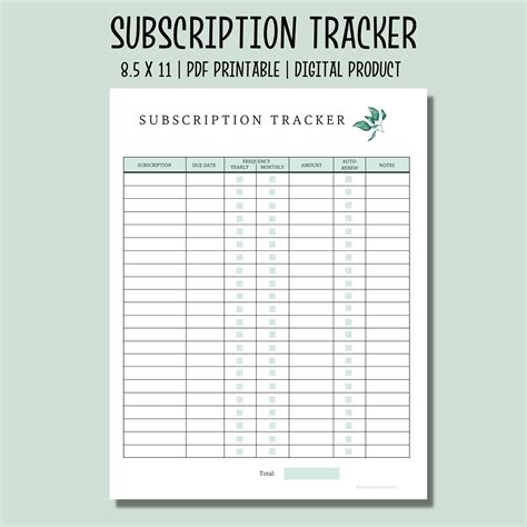 subscription tracker template    subscription tracker
