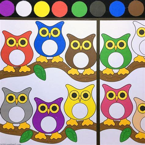 owl color match file folder game preschool activities toddler