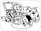 Coloring Pages 101 Dalmatians Printable Puppies Disneyclips Cruella Dalmatian Lunchbox Eating sketch template