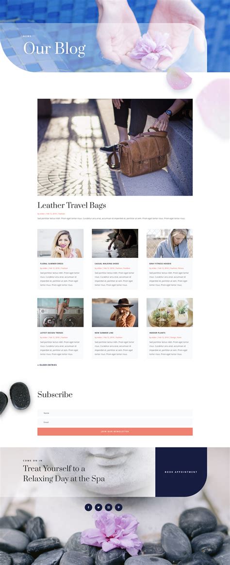 day spa blog page divi layout  elegant themes