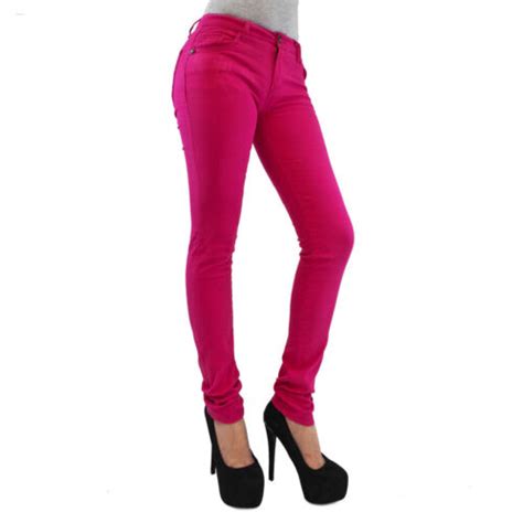 Skinny Womens Jeans Stretchy Jeggings Ladies New Fit Coloured Trousers
