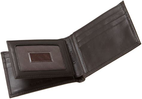 calvin klein ck mens leather bifold id wallet key chain set rfid