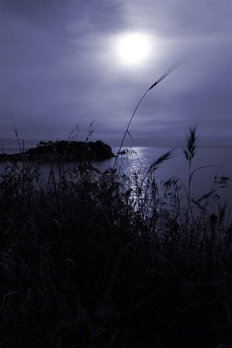 tranquil moon   aegean sea stock image image  black island