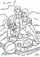 Picnic Coloring Family Drawing Pages Scene Printable Table Sketch Color Getdrawings Draw sketch template