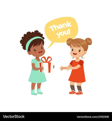 girl thanking  friend   gift kids good vector image