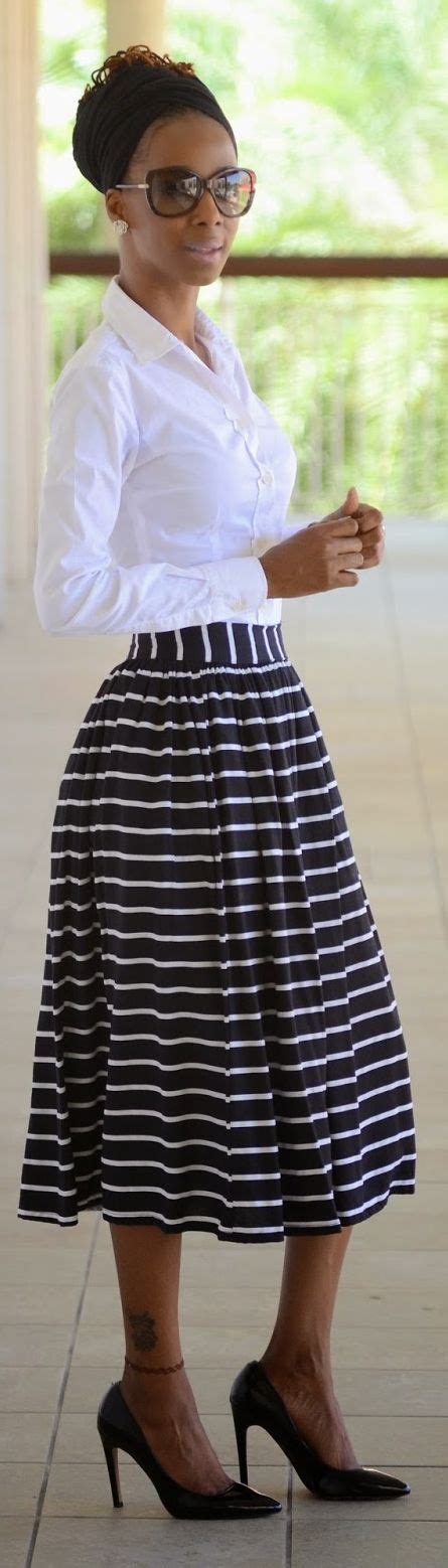 Black And White Striped Mini Skirt By Shades N Styles