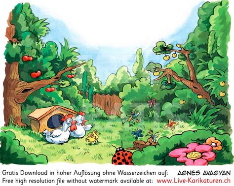 garten huehner kinderbuch idylle wwwlive karikaturench