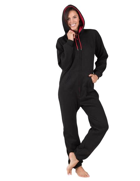 Black And Red Adult Footless Hoodie One Piece Adult Hooded Footless