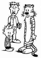 Calvin Hobbes Coloring Printable Small Sheets Pages Coloringpagesfortoddlers Children Top sketch template