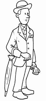 Coloring Pages His British Hat Bowler Umbrella Gentleman English Man Para Colorear 為孩子的色頁 sketch template