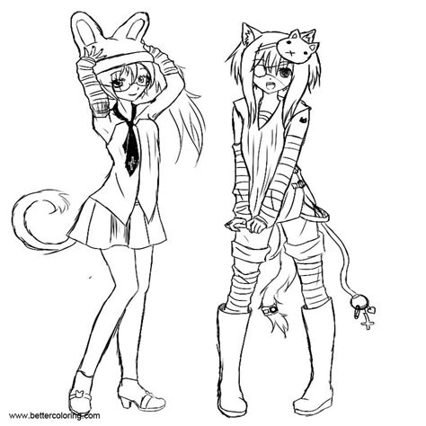 bff coloring pages cat girls  printable coloring pages