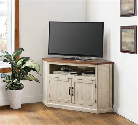 rustic wooden corner tv stand   door cabinet antique white