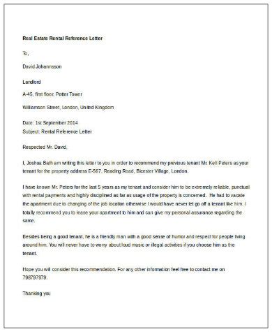 rental reference letter templates google docs ms word pages
