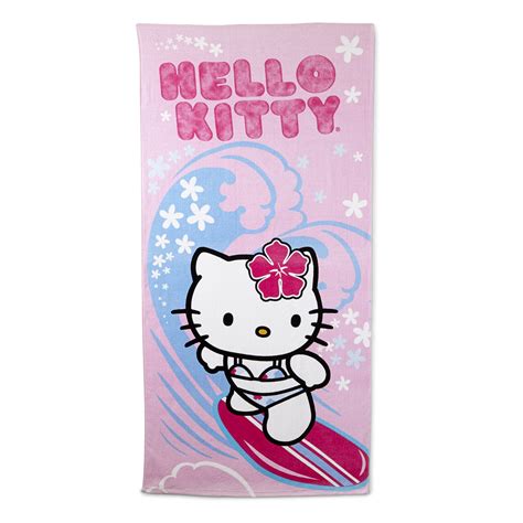 Hello Kitty Designer Beach Towel Surfing Kitty