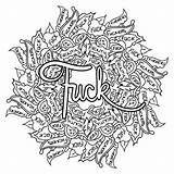 Coloring Pages Fuck Word Swear Adult Printable Book Sheets Words Colorful Colouring Mandala Adults Language Posted Color Permission Permitted Reposting sketch template