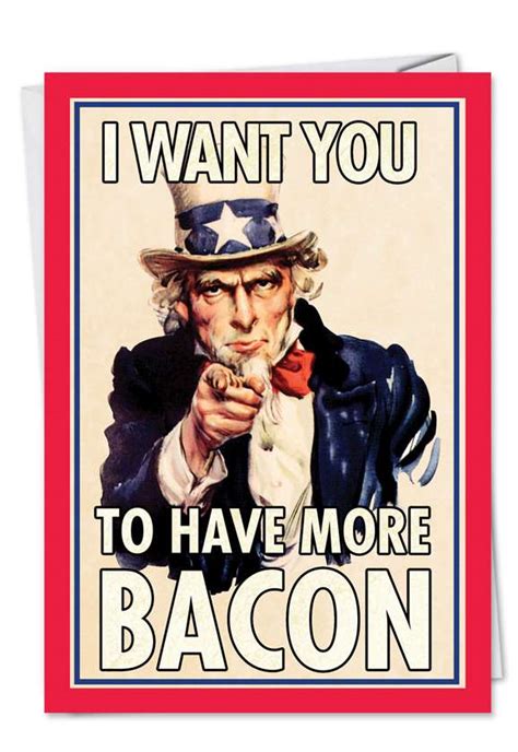 Uncle Sam Bacon Blank Patriotic Pork Poster Photos Card