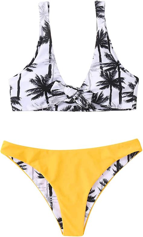 Duoze Women S Sexy Swimsuits Bikini Set Front Tie 2 Piece Printed Beach