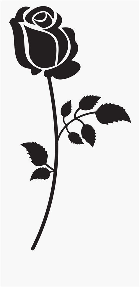 high quality rose clipart black  white stem transparent png