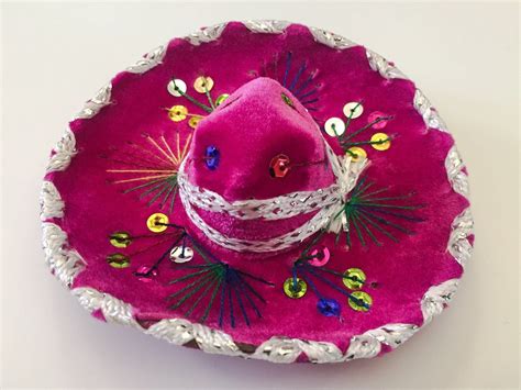 Mexican Mini Sombrero 4 Traditional Hat Metallic Yarn Mini Party