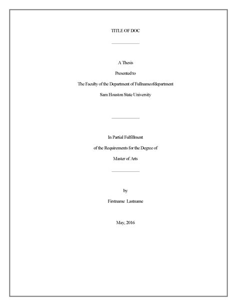 title page thesis  dissertation research guides  sam houston