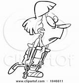Cartoon Woman Crutches Clip Outline Using Toonaday Illustration Royalty Rf Clipart 2021 sketch template