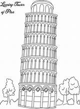 Coloring Apennine Peninsula Designlooter Pisa Leaning Landmarks Tower Italy Around Pages Collection sketch template