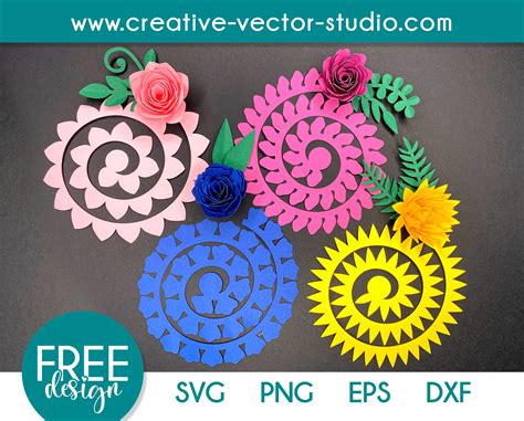 rolled flower svg templates creative vector studio