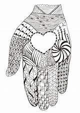 Hands Coloring Hand Zentangle Heart Illustration Vector Doodle Freehand Stylized Pencil Holding Pattern Pages Kidspressmagazine Advanced Hope Now sketch template