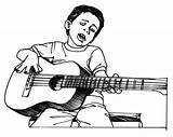 Guitar Boy Plays Coloring Play Pages Color sketch template