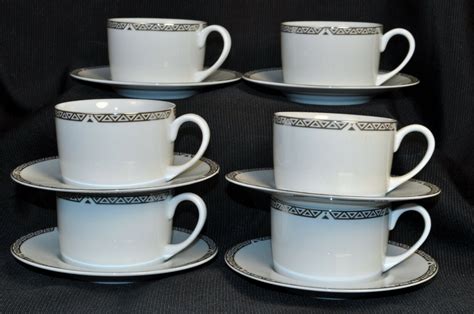 Royal Doulton Platinum Cup Saucer Set 6 Fine Bone China New