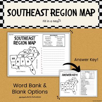 southeast region fill   map  hannahs hall pass tpt