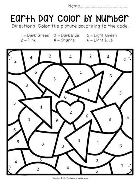 printable color  number earth day preschool worksheets earth
