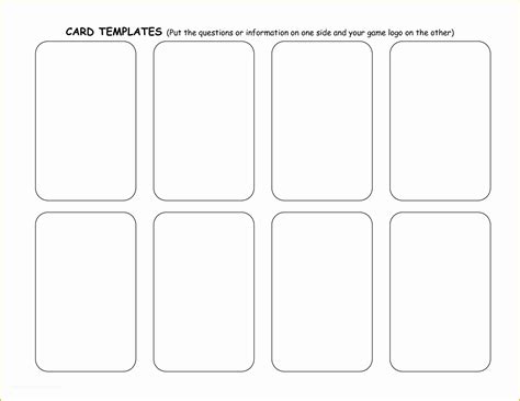 printable card templates     game card template board
