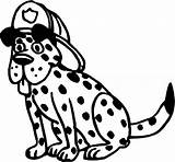 Helmet Fire Dog Wearing Coloring Pages Firemens Dalmatian Sitting Drawing Firefighter Getdrawings sketch template