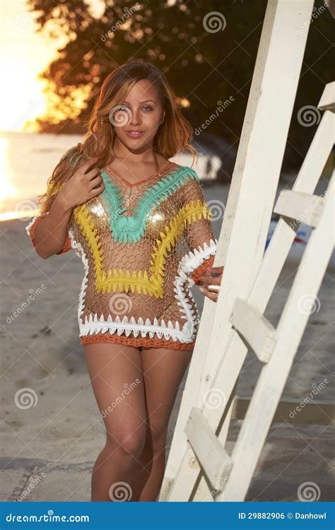 Bellezza Di Latina Sulla Spiaggia Della Giamaica Fotografia Stock