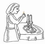 Shabbat Candles Shalom Rooke sketch template