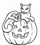 Coloring Halloween Cat Pages Scary Printable Pumpkin Pumpkins Print Kids Sitting Cats Color Drawing Sheets Dog Cute Kitty Beautiful Fall sketch template