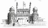 Fort Red Drawing Sketch Coloring Delhi Gate Lahore Redfort Template sketch template
