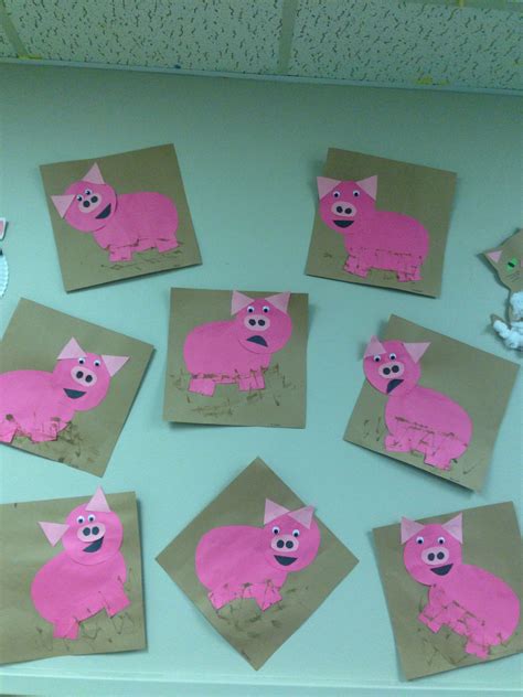muddy pigs farm animal craft week  preschooler classroom  cut