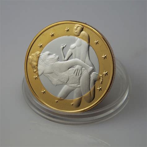 gold silver clad model sexy girl and man token make love sex sexy 6 euros series iii metal coin