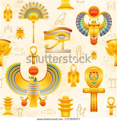 Ancient Egypt Seamless Pattern Egyptian Pharaoh Stock